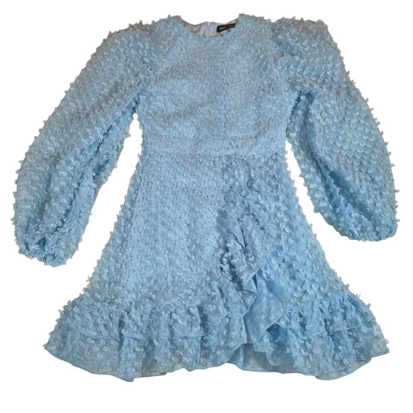 Miss Ord Light Blue Ruffle Mini Dress – Size M – Elegant and Whimsical - Picture 3 of 11